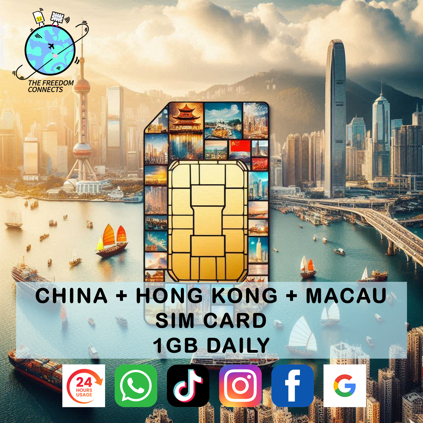 CHINA HONG KONG MACAU SIM CARD 1GB DAILY