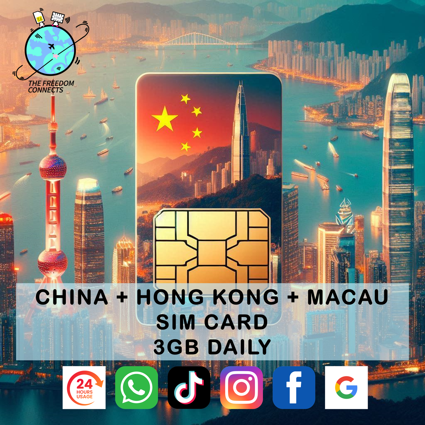 CHINA HONG KONG MACAU SIM CARD 3GB DAILY