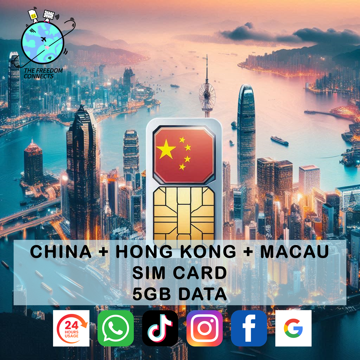 CHINA HONG KONG MACAU SIM CARD 5GB DATA