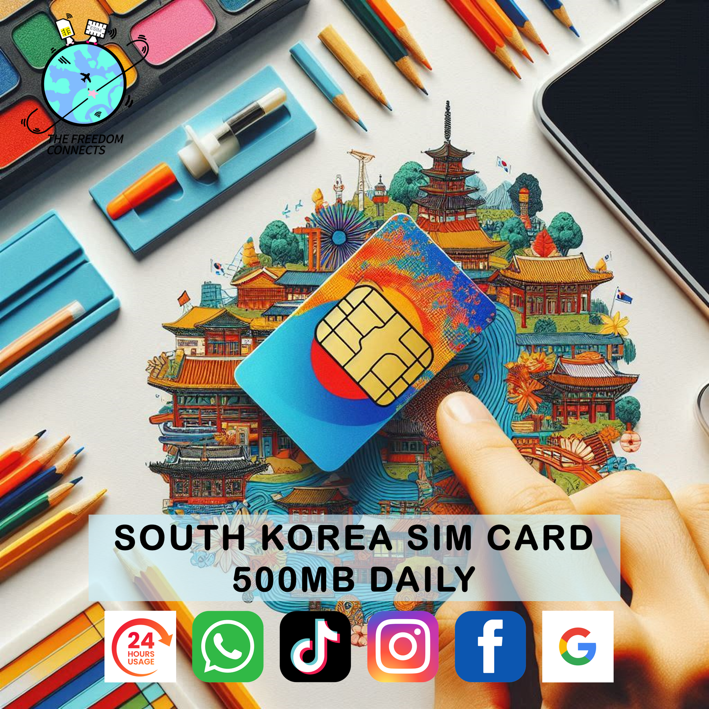 SOUTH KOREA SIM CARD 500MB DAILY