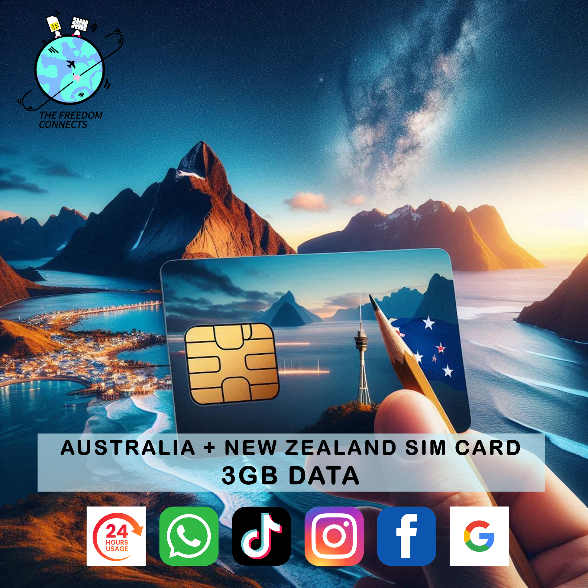 AUSTRALIA AND NEW ZEALAND 3GB DATA SIM CARD