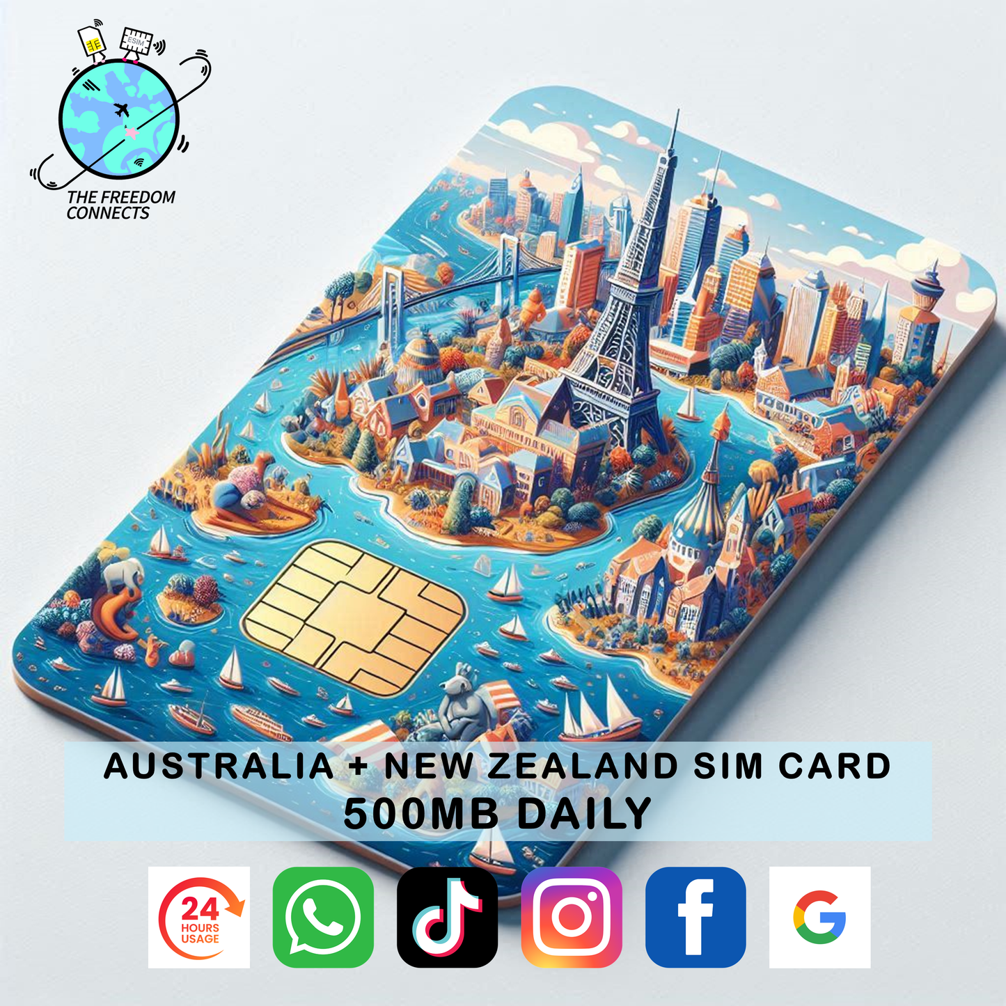 AUSTRALIA AND NEW ZEALAND 500MB DAILY SIM CARD