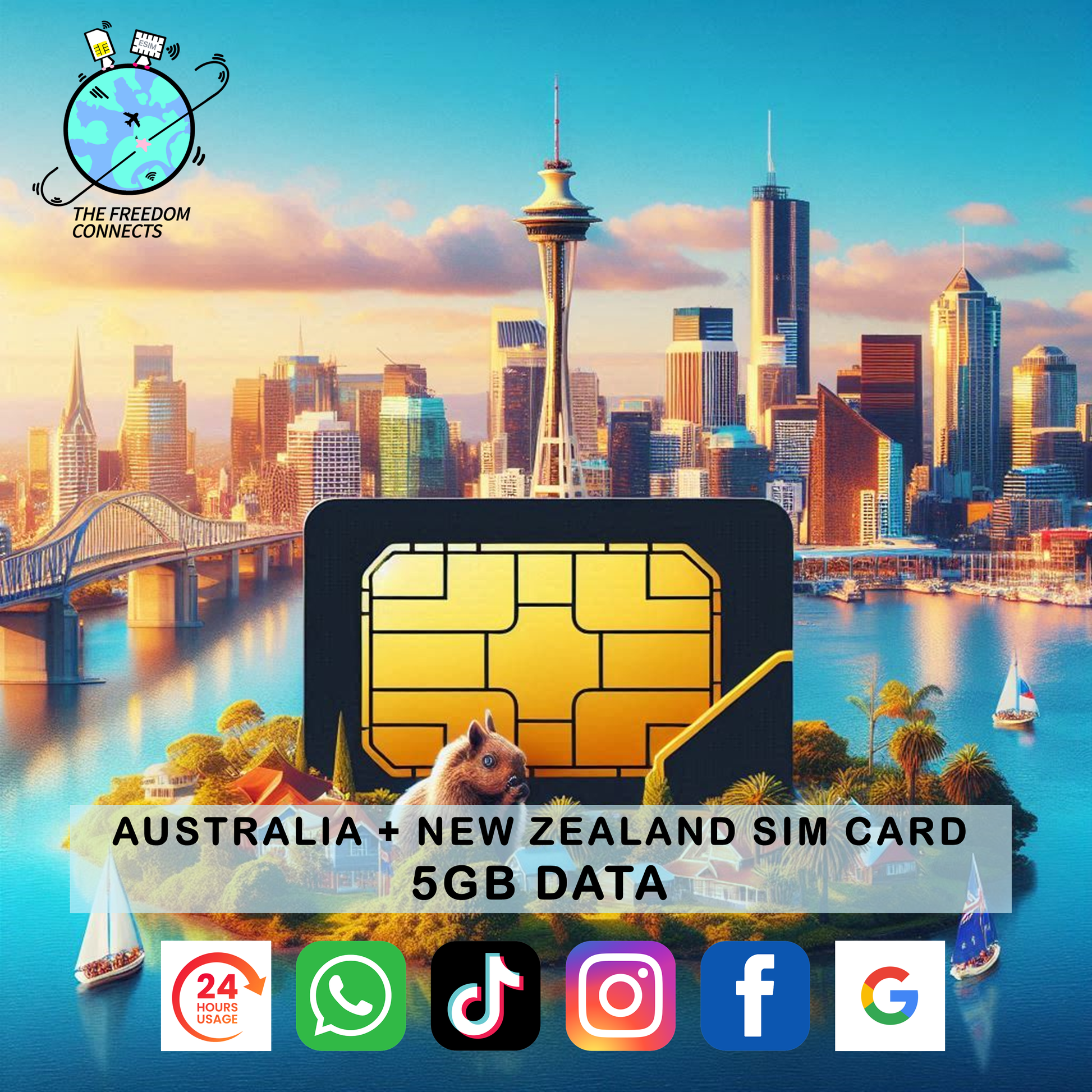 AUSTRALIA AND NEW ZEALAND 5GB DATA SIM CARD