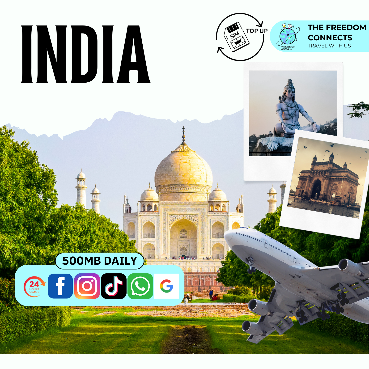 INDIA DATA TOP UP 500MB DAILY